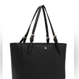Authentic Tory Burch Black Leather Small Tote Bag | Excellent Condition
